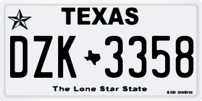 TX license plate DZK3358