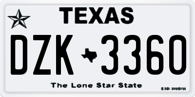 TX license plate DZK3360