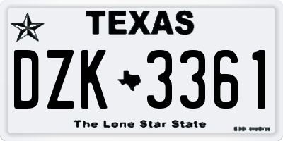 TX license plate DZK3361