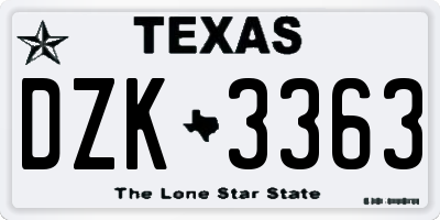TX license plate DZK3363