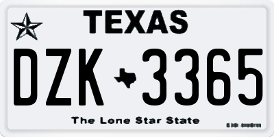 TX license plate DZK3365