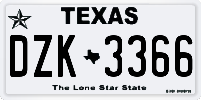 TX license plate DZK3366
