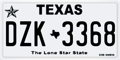 TX license plate DZK3368