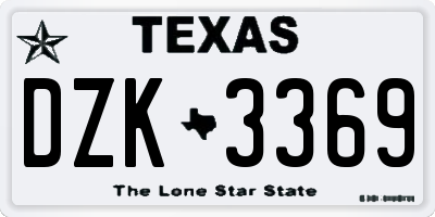 TX license plate DZK3369
