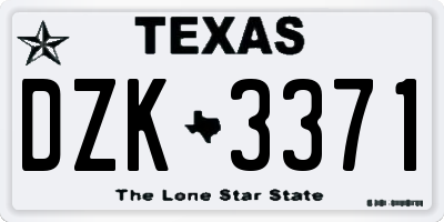 TX license plate DZK3371