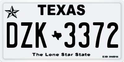 TX license plate DZK3372