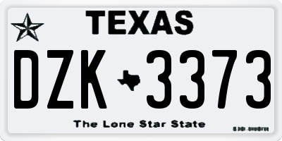 TX license plate DZK3373