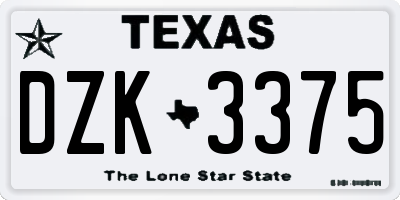 TX license plate DZK3375