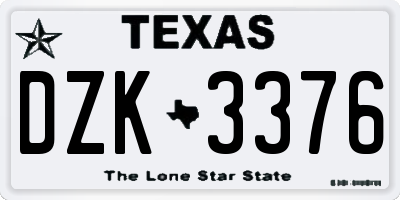 TX license plate DZK3376