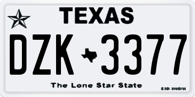 TX license plate DZK3377