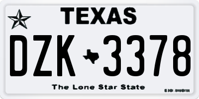 TX license plate DZK3378