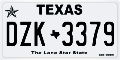 TX license plate DZK3379