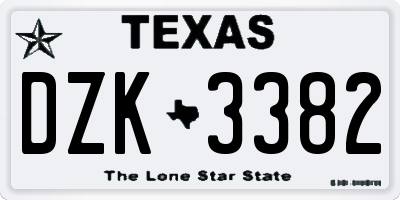 TX license plate DZK3382