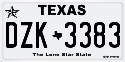 TX license plate DZK3383