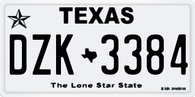 TX license plate DZK3384