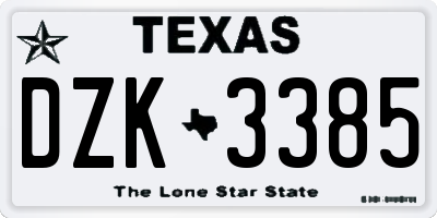 TX license plate DZK3385