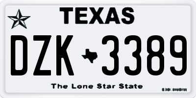 TX license plate DZK3389