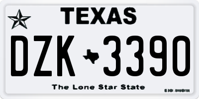 TX license plate DZK3390
