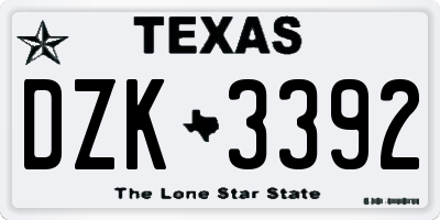 TX license plate DZK3392