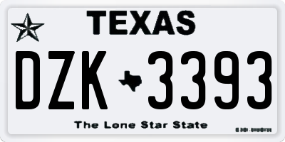 TX license plate DZK3393