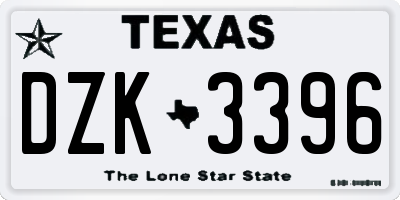 TX license plate DZK3396