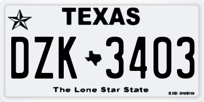 TX license plate DZK3403