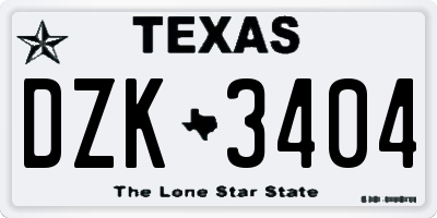 TX license plate DZK3404