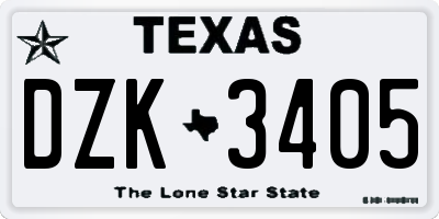 TX license plate DZK3405