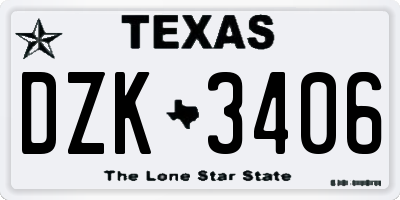 TX license plate DZK3406