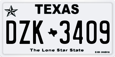 TX license plate DZK3409