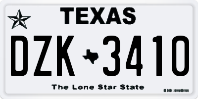 TX license plate DZK3410