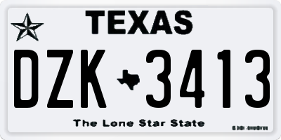 TX license plate DZK3413