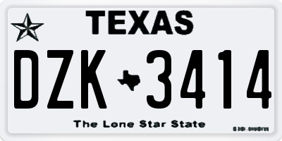 TX license plate DZK3414