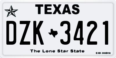 TX license plate DZK3421