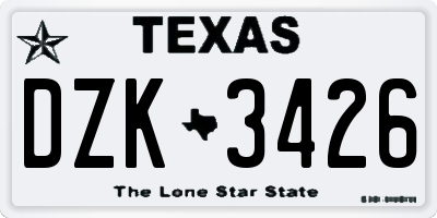 TX license plate DZK3426