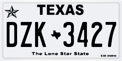 TX license plate DZK3427