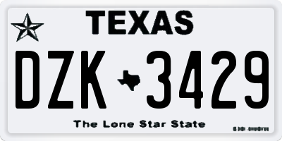 TX license plate DZK3429