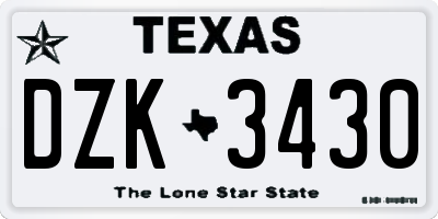 TX license plate DZK3430