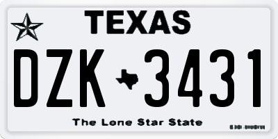 TX license plate DZK3431