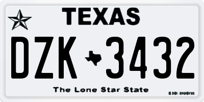 TX license plate DZK3432