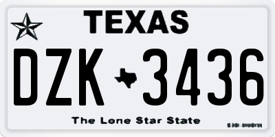 TX license plate DZK3436