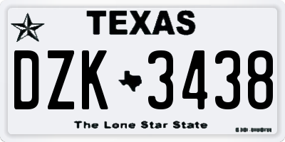 TX license plate DZK3438