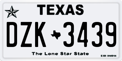 TX license plate DZK3439