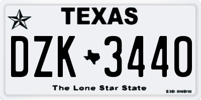 TX license plate DZK3440