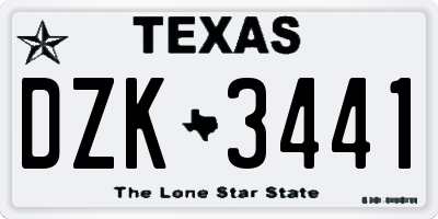 TX license plate DZK3441