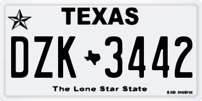 TX license plate DZK3442