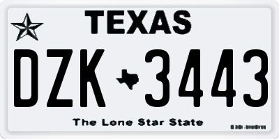 TX license plate DZK3443