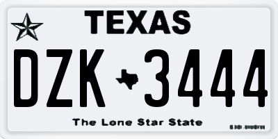 TX license plate DZK3444