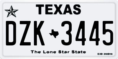TX license plate DZK3445