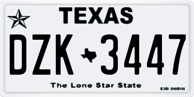 TX license plate DZK3447